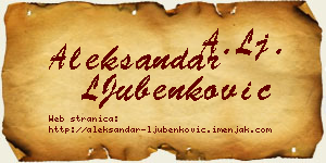 Aleksandar LJubenković vizit kartica